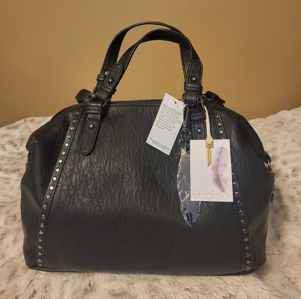 CLEARANCE SALE - Jessica Simpson Black Studded Satchel with Dome Shape